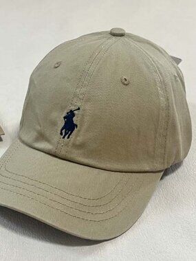 Polo by Ralph Lauren Tan Baseball Cap with Navy Polo Player